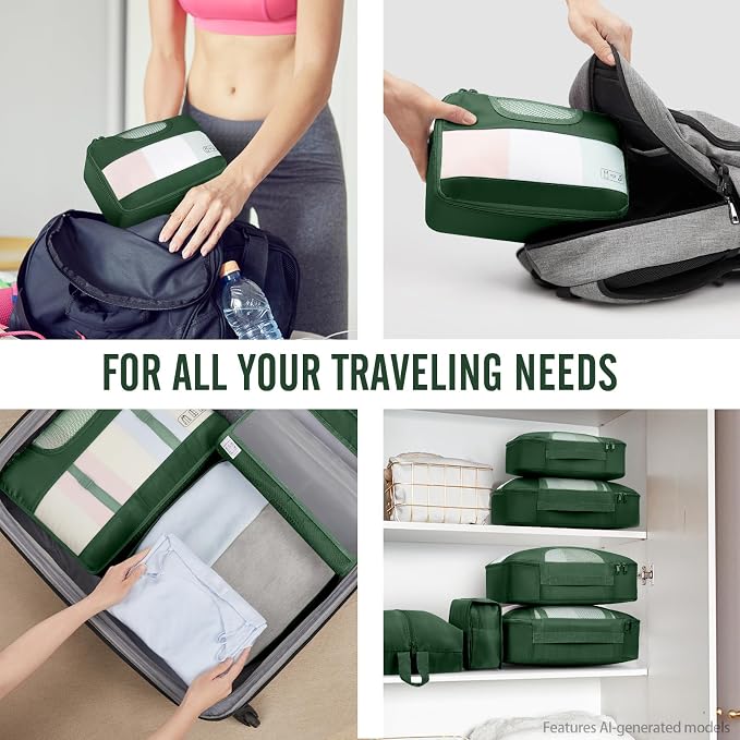 Veken 10 Set Packing Cubes for Travel Essentials, Suitcase Organizer Bags in 4 Sizes, Carry-On Luggage Accessories with Laundry Bag, Airplane Must Have with 99-Count Mesh Holes - Image 6