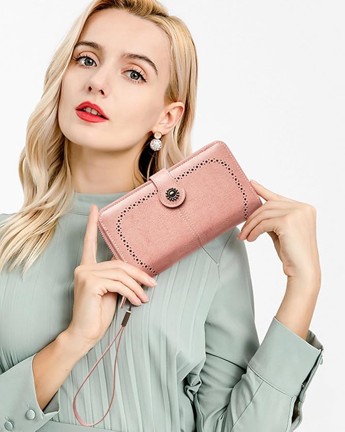 TFKGS Wallet for Women RFID Blocking Leather Large Capacity Card Holder Ladies Phone Clutch Travel Long Purse Wristlet | RFID Blocking - Image 6