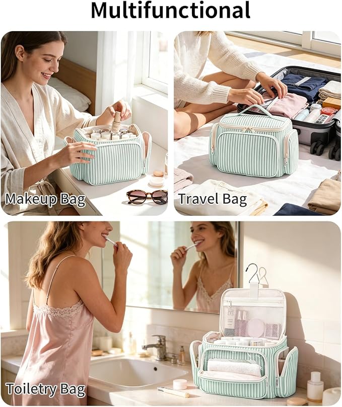 Narwey Hanging Travel Toiletry Bag for Women, Large Makeup Cosmetic Bag | Wide Open, Organized Pocket, Dry Wet Separation, Portable Bathroom Travel Bag for Full Size Toiletries, Vivid Pattern, Gifts - Image 9