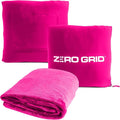 Zero Grid Lightweight Airplane & Travel Blanket with Foot Pockets, Hot Pink | Compact Wearable Blanket with Neck Snaps, Zips & Converts to Soft Pillow for Ultimate Comfort by ZeroGrid