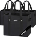 Reusable Grocery Bags 3 Pack - 800D Heavy Duty Oxford Shopping Bags with Metal Rivet Reinforced Handles & Sturdy Bottom, Foldable Grocery Totes, Holds 65+ lbs, Black by DSDCDJ