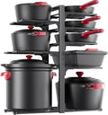 MUDEELA 8-Tier Heavy-duty pan organizers inside cabinet, 20.8" H Black | Adjustable 20.8" Height, Heavy-duty pot rack, Holds big stockpots, cookware & skillets, Fits countertops, Kitchen storage by MUDEELA