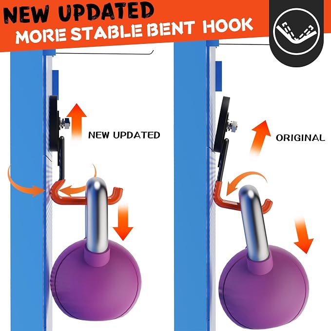 ULIBERMAGNET New Upgraded Heavy Duty Magnetic Garage Hooks,4 Pack Strong Large Magnet Hooks for Power Drill,Garden Tools,Hose,Pegboard,Garage, Workshop,Magnetic Storage Hook for Hanging(Orange) - Image 4