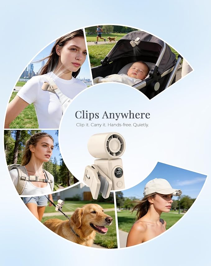 Hotsales Clip-On Portable Fan 2-Pack, 13500 RPM High-Speed Rechargeable Handheld Mini Fan, LED Display, 360° Rotating Detachable Clip, Stroller Fan for Baby, Travel Essentials, Gifts for Women & Men - Image 6