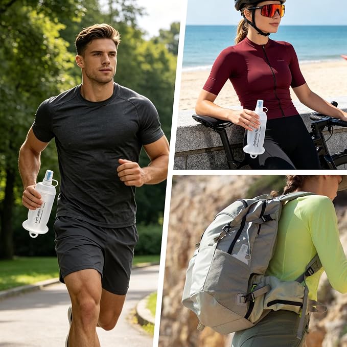 150ML Soft Flask, TPU Collapsible Soft Water Bottle for Hydration Pack, Running Vest, Leak-Proof Folding Water Bottle for Hiking Cycling Climbing Jogging- 1Pcs, Wihte - Image 6