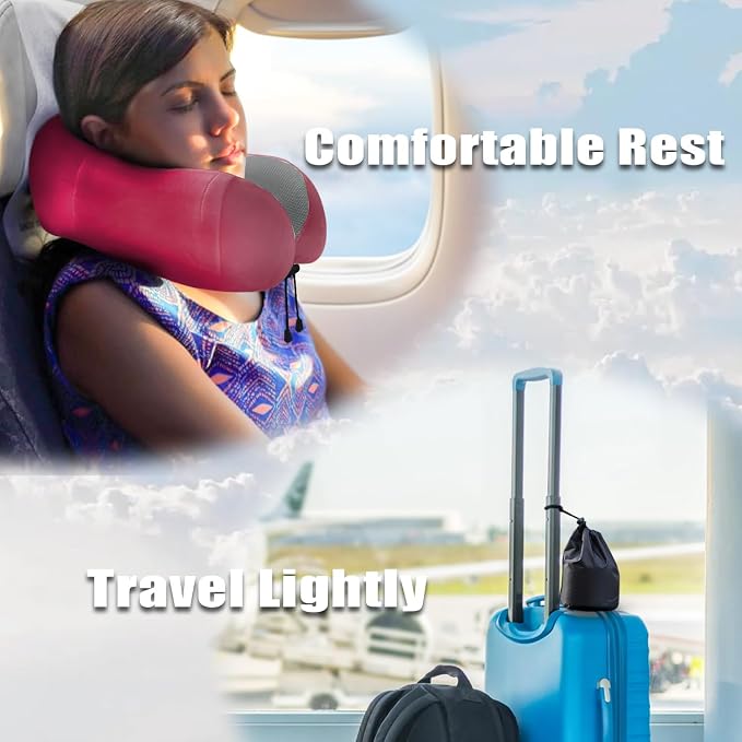 Travel Pillow, Memory Foam Neck Pillow for Traveling, U Shape Neck Pillow Airplane Portable Flight Pillow Travel Kit with 5D Contoured Eye Masks and Earplug for Plane Train Car Home Office - Image 7