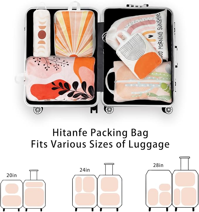 6 Pcs Compression Packing Cubes for Travel, Waterproof Luggage Organizer Washable Storage Bags Set - Packaging Cubes for Backpack Travel and Carry-Ons - Image 6
