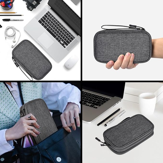 Electronic Organizer Travel Cable Accessories Bag, Electronic Organizer Case, Waterproof Electronic Accessories Organizer Bag for Power Bank, Charging Cords, USB Cable (Dark Gray) - Image 7