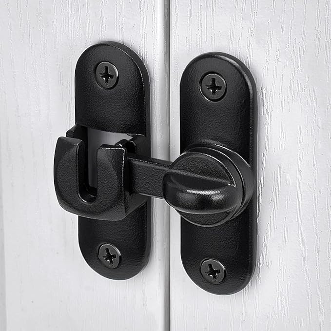 Matte Black 90/180 Degree Sliding Door Latches,Zinc Alloy Flip Latch | Barn Door Latch,Cabinet Lock,Right Angle Door Lock,for bedroom,cabinet,drawer,Gardens,Wine Cabinet,garage,window,Pet Cage - Image 4
