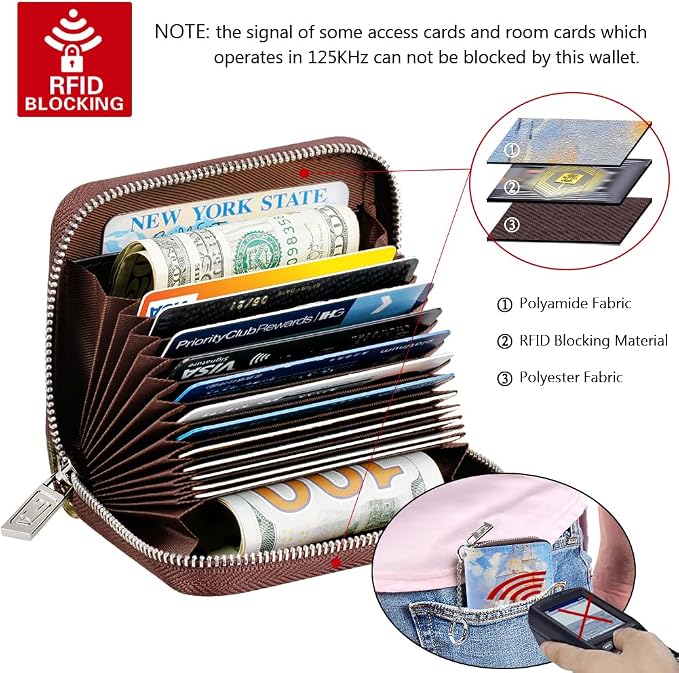 FurArt Zipper Wallet Women RFID Credit Card Holder keychain Wallet | ID Window RFID Blocking Compact Small business 15/16 slots - Image 5