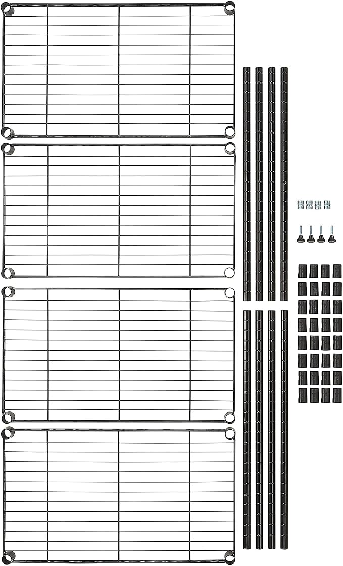 Amazon Basics 4-Shelf Steel Wire Storage Shelves for Garage, Adjustable Metal Shelving Unit, 200 lbs Per Shelf, 23.2" W x 48" H x 13.4" D, Black | Sturdy - Image 7