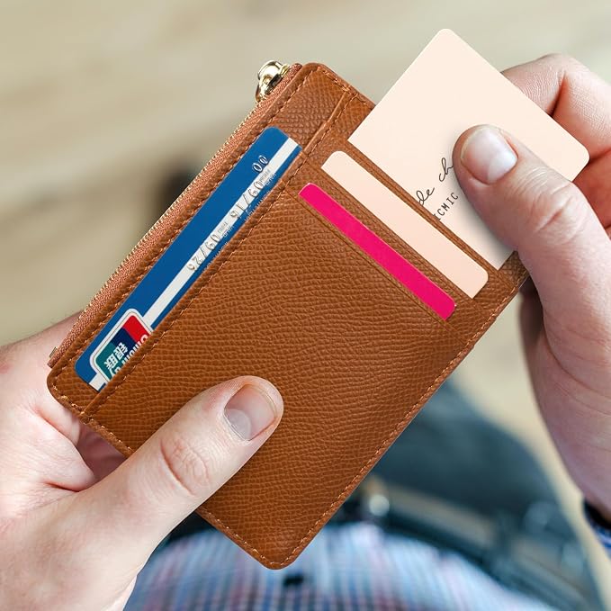 Valentoria Slim RFID Blocking Card Holder Small Pocket Wallet Keychian Zipper Coin Purse Mini Cash & Coin & Cards Case for Women Men | Slim - Image 4