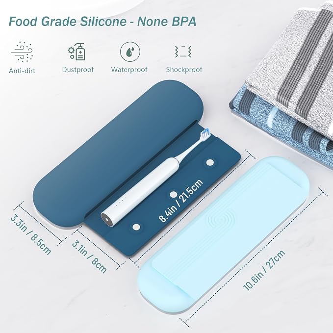 Silicone Toothbrush Travel Case, Pro Large Toothbrush Cover Case for Travel | Electric & Manual Toothbrush Travel Cover for Men and Women, Portable Toothbrush Holder for Trave, Gym, Business Trip, School - Image 2