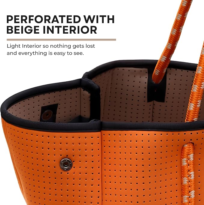 POPUPS Large Neoprene Tote Bag for Women - Everyday Designer Handbag for Travel Work and Beach with Pockets and Zipper Pouch - Image 6