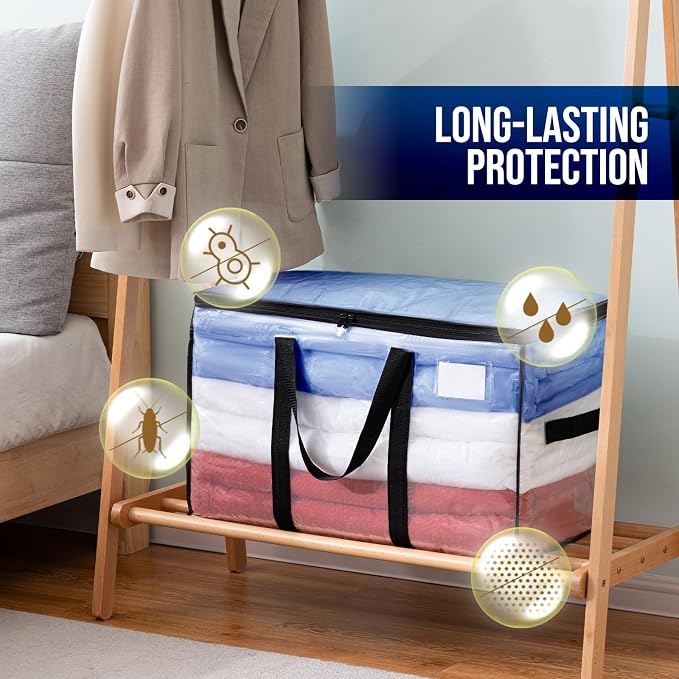 TAILI 8 Pack Clear Extra Large Moving Bags,Storage Bag with Visible Window | 93L Heavy Duty Totes For Storage,Wrap Around Handles,Alternative to Moving Boxes, College Dorm,Perfect for Moving - Image 8