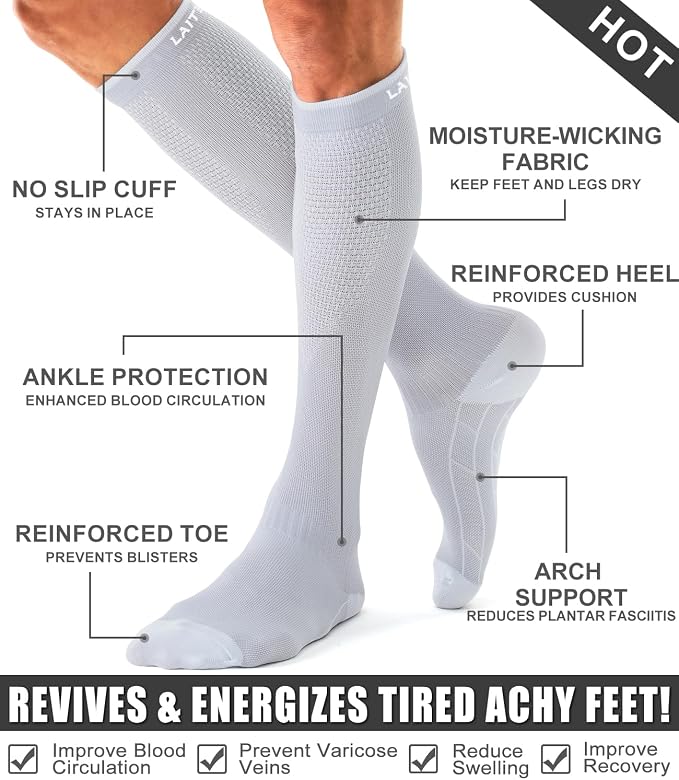 3 Pack Medical Compression Sock-Compression Sock For Women and Men Circulation -Best for Running,Nursing,Athletic Sports - Image 6