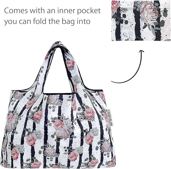 allydrew Large Foldable Tote Nylon Reusable Grocery Bags - Image 5