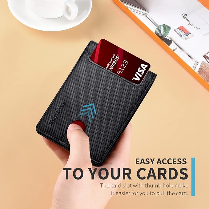 RUNBOX Wallet for Men, Slim Leather Bifold, RFID Blocking Card Holder | Minimalist Front Pocket Design, Credit Card Organizer, Holds 11 Cards, Large Capacity, Thin Profile, Birthday Gifts for Men - Image 5