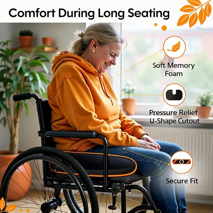 Premium Memory Foam Seat Cushion with Carrying Bag & Cooling Gel for Office Chair, Wheelchair, Travel, Car Seat, Gaming Chair for Coccyx & Tailbone Pain, Back Pain Relief, Sciatica Support - Image 8