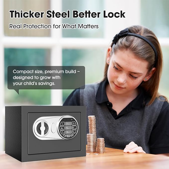 Goldenkey Small Kids Safe, Fireproof Digital Mini Safes, Money Safe Box, Black - Image 4