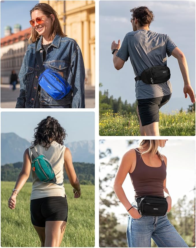 WATERFLY 2.3L RFID Fanny Pack: Anti-Theft Bellows-Style Opening for Hiking | Lightweight Water-Resistant Nylon, Breathable Back Pad, Woven Strap Loops, Key Hook, Travel Camping Cycling, Women Men - Image 2