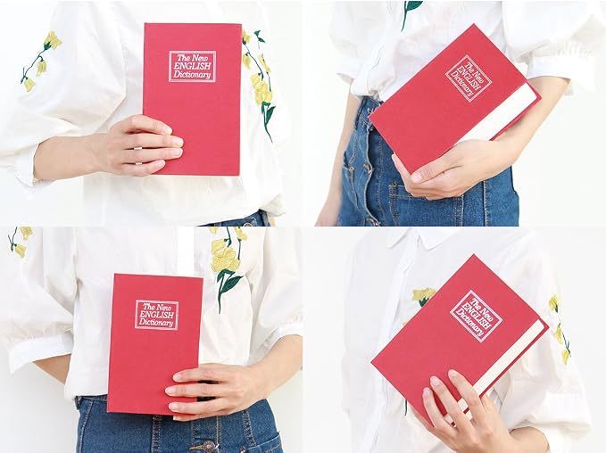 Book Safe with Combination Lock - Jssmst Home Dictionary Diversion Metal Safe Lock Box 2017, SM-BS0403S, red small - Image 8