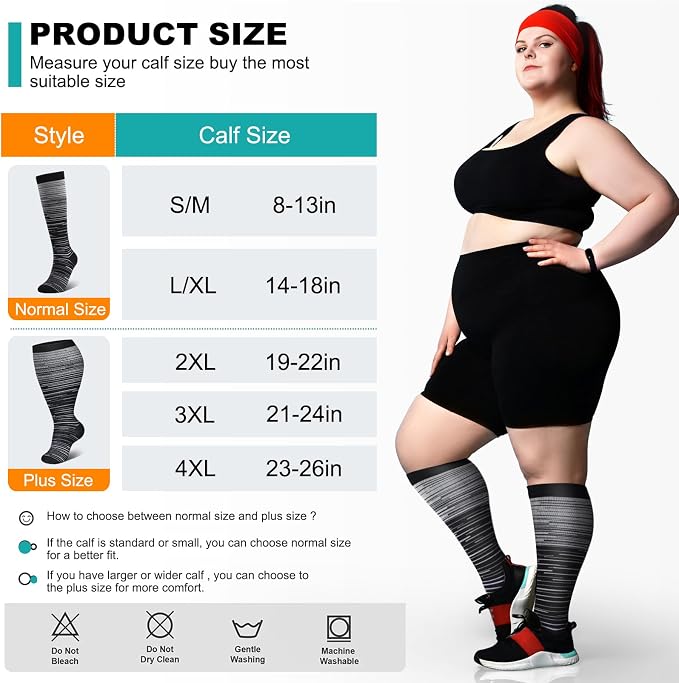 Genovega 3 Packs Wide Calf Compression Socks for Women Men Knee Hight S/M-4XL for Gifts - Image 7