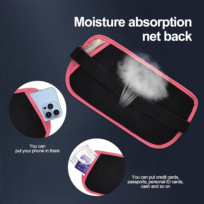 RFID Blocking Money Belt for Men Women, Slim Fanny Pack for Travel，Running,Conceal Waist Wallet for Passport Holder,Phone,Cash(Hot Pink) - Image 6