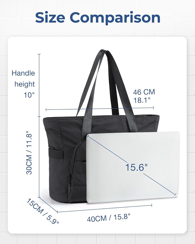 BAGSMART Tote Bag for Women, Lightweight Tote Bag with Yoga Mat Strap | Quilted Handbag for Daily, Work, Gym - Image 2
