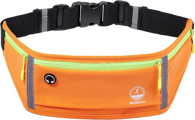 Running Belt Slim Fanny Pack Jogging Pouch Phone Holder Waist Pack - Orange - Image 2