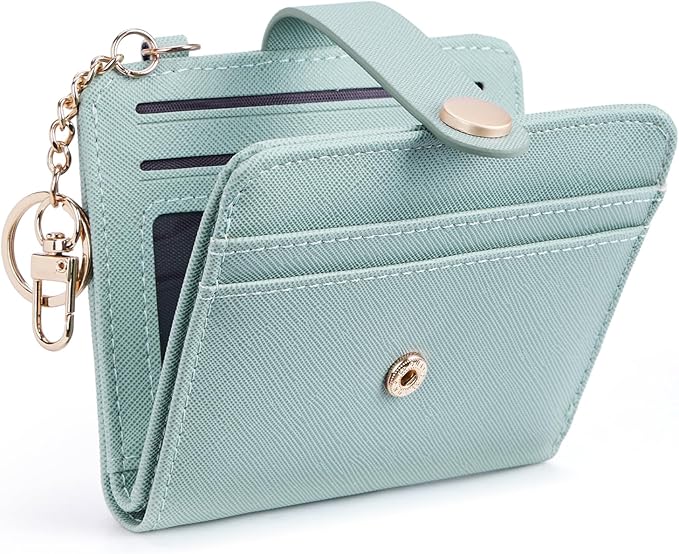 POIUGOYA Slim Wallet for Women,RFID Blocking Bifold Credit Card Holder with Zipper Coin Pocket,ID Window,Keychain by WELCOMEPOIUGOYA
