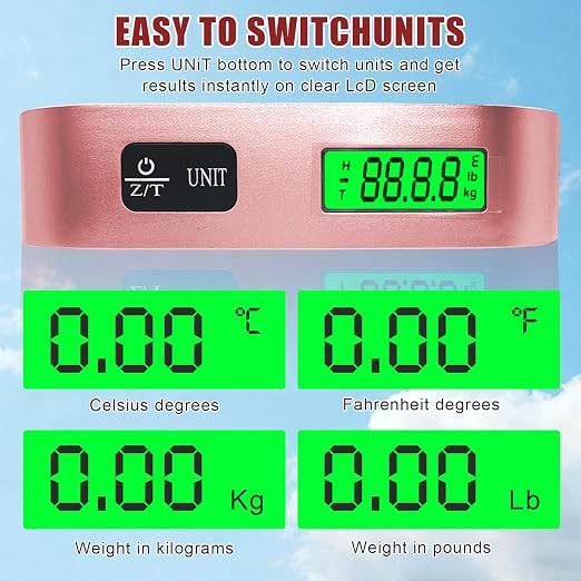 Luggage Scale, Portable Luggage Weight Scale with 2 Luggage Tags, LCD Weight Display and 4 Unit Switching Functions, 110lb Luggage Scale Travel Digital for Luggage, Travel,Backpacks, Handbags(Pink) - Image 3