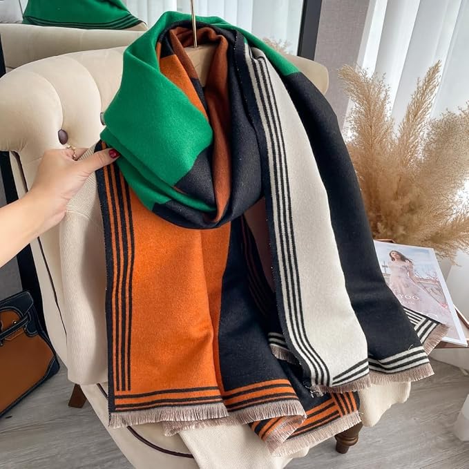 WaJuemy Winter Scarf for Women Dressy Evening Pashmina Shawl Wraps Open Front Poncho Blanket Fashion Travel Shawls Cape Wrap - Image 3