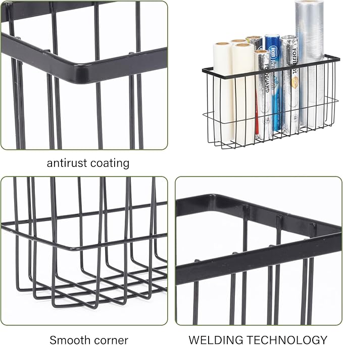 2 Pack Aluminum Foil and Plastic Wrap Organizer,Wall Mounted Cabinet Door Organizer,Kitchen Pantry Organizers and Storage,Wrapping Paper Shelf for Sandwich, Freezer, Ziplock Bag - Image 6