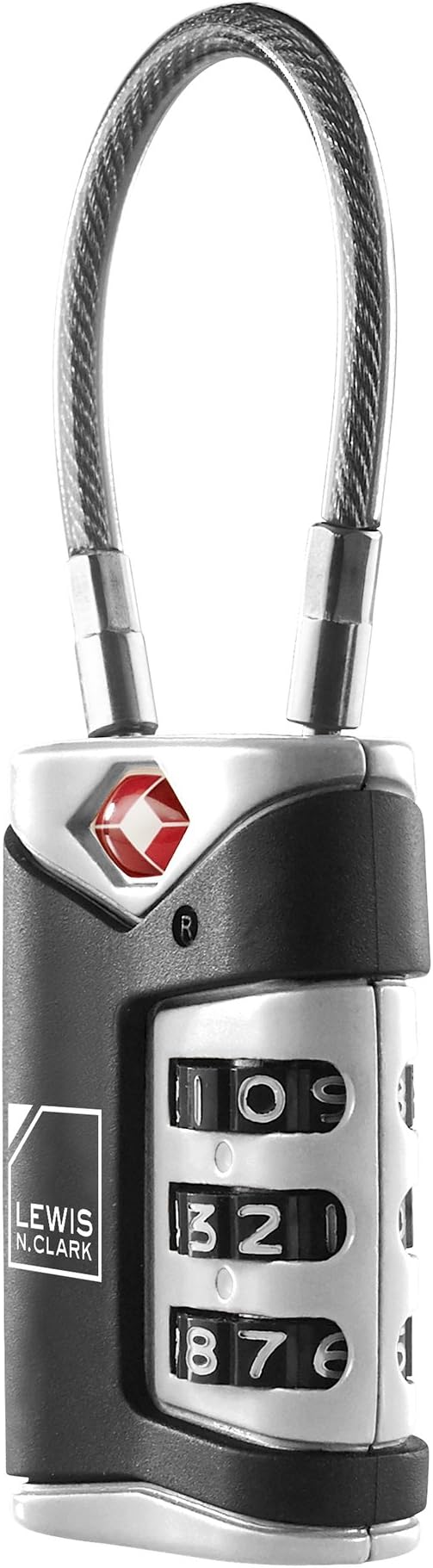 Lewis N. Clark TSA Approved Luggage Lock + Steel Cable for Suitcase, Carry On, BackPack, Laptop Bag + Purse, Perfect For Airport, Hotel or Gym - Set + Reset Your Own Combo, Black - Image 3