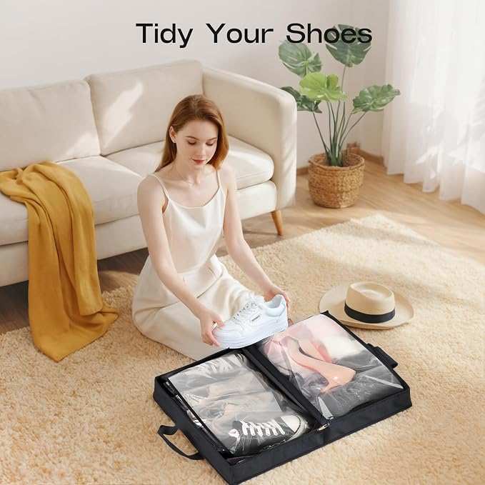 Shoe Bag for Travel with Handle, Travel Shoe Organizer Portable Luggage Shoe Storage Bag, Shoe Bags for Packing in Suitcase (Black) - Image 8