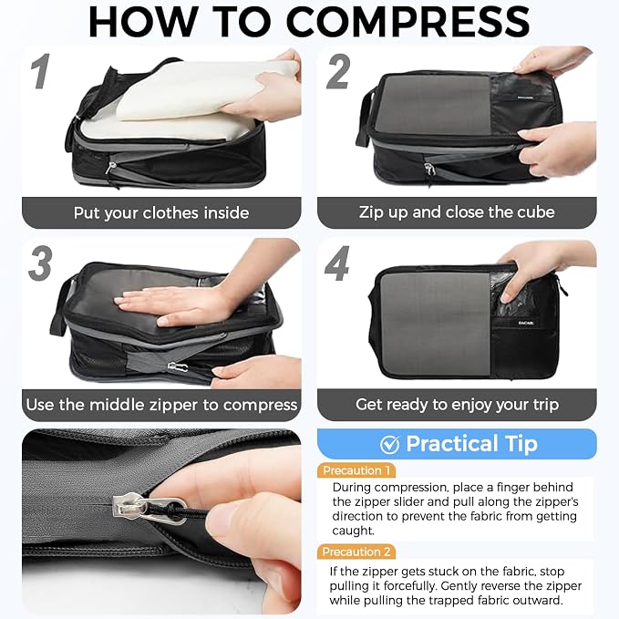 BAGAIL 6 Set Ultralight Compression Packing Cubes Packing Organizer for Travel Accessories Luggage Suitcase Backpack - Image 5