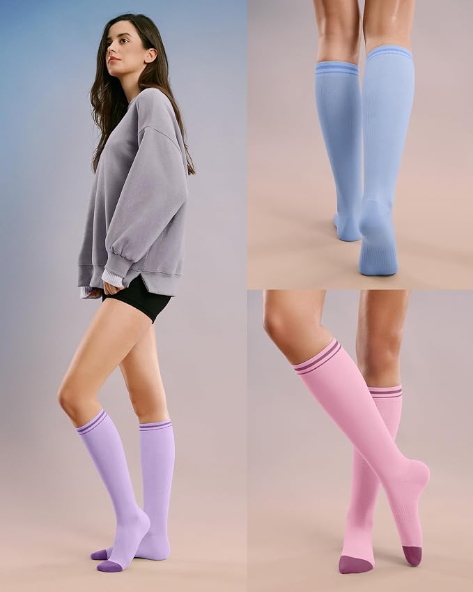 FITRELL 4 Pairs Compression Socks for Women & Men, 15-20mmHg Circulation Support for Athletic Travel Daily Wear - Image 2
