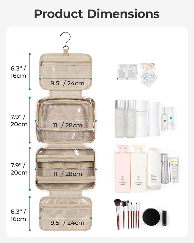 BAGSMART Travel Toiletry Bag for Womne, Hanging Travel Bag for Toiletries, Puffy Makeup Cosmetic Bag Organizer, Carry-on Travel Accessories Essentials, Dark Pink - Image 5