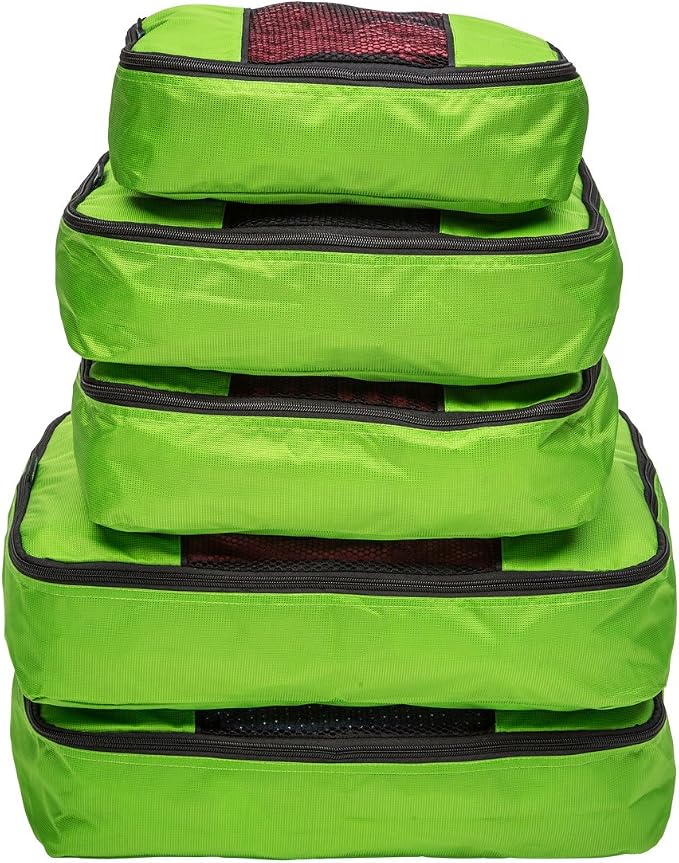 Travel Wise Packing Cubes for Travel - 5 Piece Set with Pattern Design, Lightweight Ripstop Nylon Luggage Organizers with Mesh Panel, Small Medium Large Sizes - Image 2