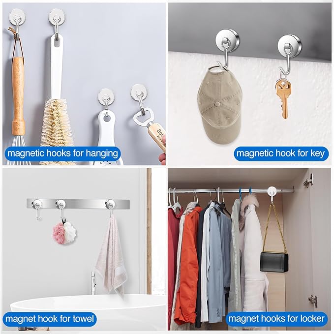LOVIMAG Swivel Magnetic Hooks, 120LBS, Pack of 8 | Cruise Cabin Ship Essentials 2026, Heavy Duty Magnets for Refrigerator, Classroom, Kitchen, Hanging Mug - Image 3
