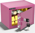 Small Safe with Key for Money, 0.25 Cu Ft Key Lock Box (Pink) | Small Safe Box Coffre Fort for Cash Jewelry Medicine Passport, Steel High Security Safety Box by WASJOYEUS