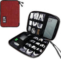 Lcsmaokin Electronics Travel Organizer,Portable Waterproof Electronic Travel Storage Bag for Small Charging Cord Storage,Charger,SD Card etc,for Travel,Business-Wine Red Black by Lcsmaokin