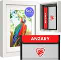 Photo Picture Frame Diversion Safe with Fireproof & Waterproof Money Bag, Valuable Storage, Home Security, Mini Box with Hidden Compartment to Shield your Money, Cash, White 5"x7" by ANZAKY