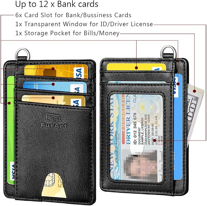 FurArt Slim Minimalist Wallet RFID Credit Card Holder for Men | slim minimalist compact rfid id window thin - Image 6