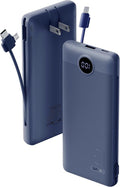 VRURC Portable Charger Built-in Cables and AC Wall Plug, USB C Power Bank 10000mAh, Travel Battery Portable Phone Charger Compact Lightweight External Battery Pack for Smart Phones, Tablets etc-Navy by Home
