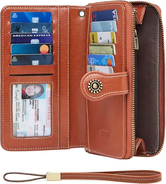 TFKGS Wallet for Women RFID Blocking Leather Large Capacity Card Holder Ladies Phone Clutch Travel Long Purse Wristlet | RFID Blocking - Image 7