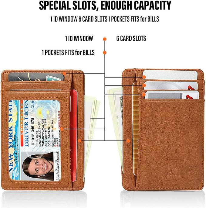 GH GOLD HORSE Slim RFID Blocking Card Holder Minimalist Leather Front Pocket Wallet for Women | Slim - Image 4