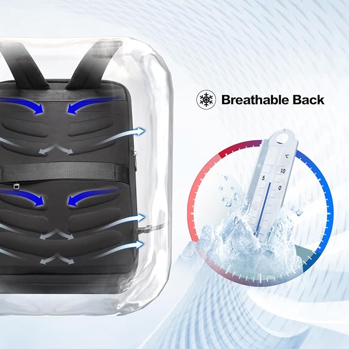 BOPai Hard Shell Tsa Laptop Backpack for Men Gaming Backpack for 17.3 inch Anti Theft Expansion Backpack Light Slim Black Usb Waterproof 15.6 Rucksack - Image 9