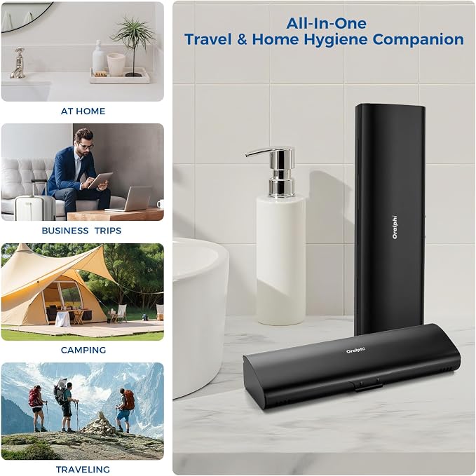 Aluminum Electric Toothbrush Travel Case, 2 in 1 Travel Toothbrush Holder for Oral B/Oral-B Pro 1000 1500 5000 and Most Electric Toothbrush for Traveling, Removable Silicone Liner-Black - Image 7